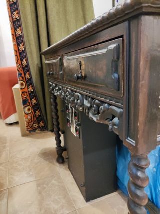 Mesa de 90 cm antigua con cajones Madera maciza