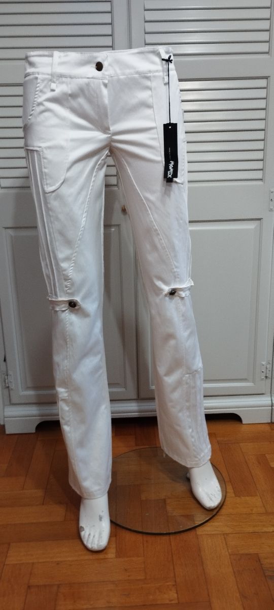 Pantalone bianco tessuto lucido