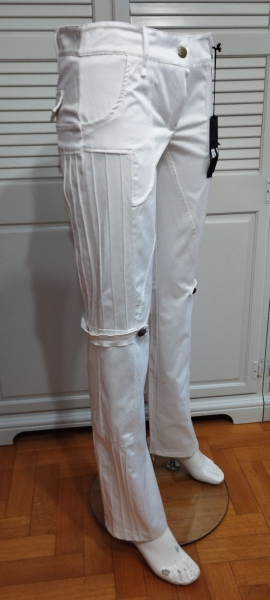 Pantalone bianco tessuto lucido
