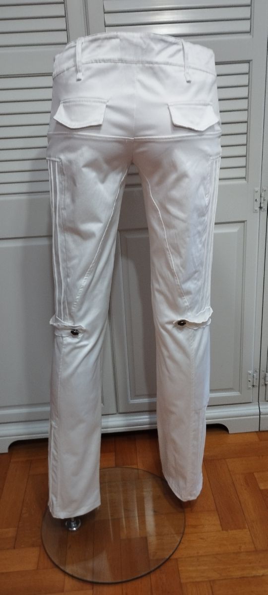 Pantalone bianco tessuto lucido