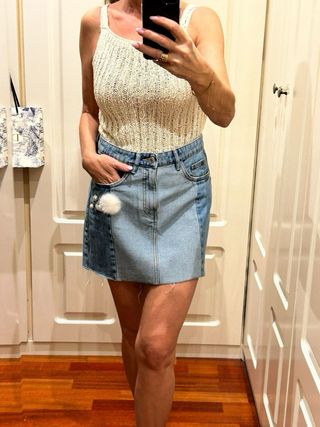 Mini falda vaquera perlas Zara