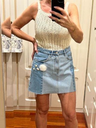 Mini falda vaquera perlas Zara