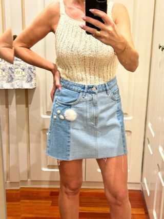 Mini falda vaquera perlas Zara