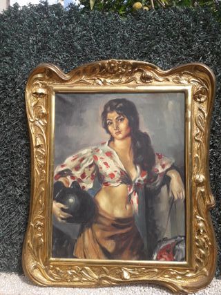 oleo antiguo mujer andaluza