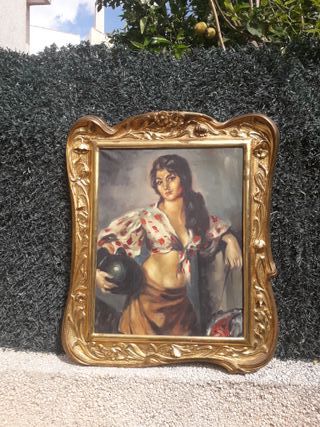 oleo antiguo mujer andaluza