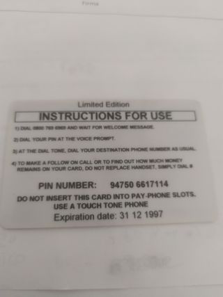 Scheda telefonica principessa Diana