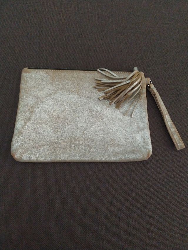 Bolso cartera clutch plata vintage