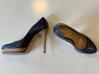 FOSCO Zapatos piel tacon azul mujer 39