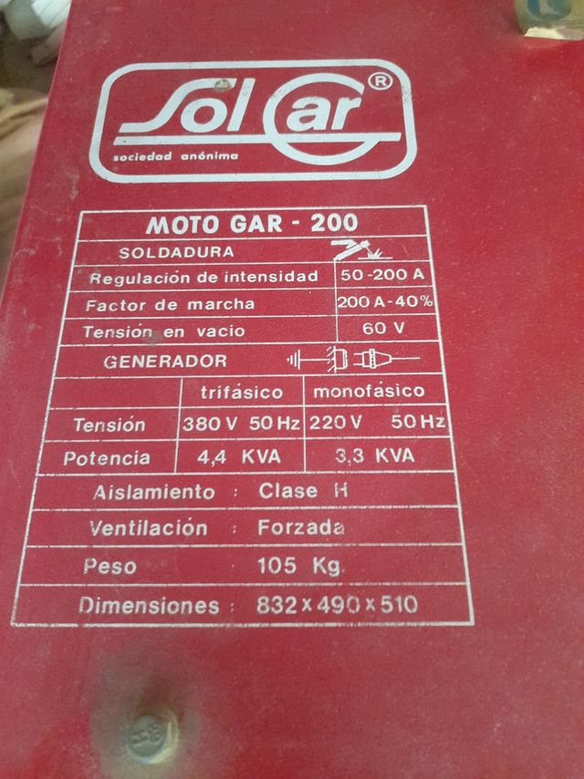 Grupo soldadura y generador Moto Gar 200