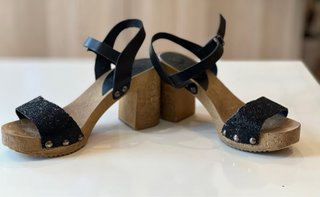 PORRONET Sandalias piel negro tacon, 39