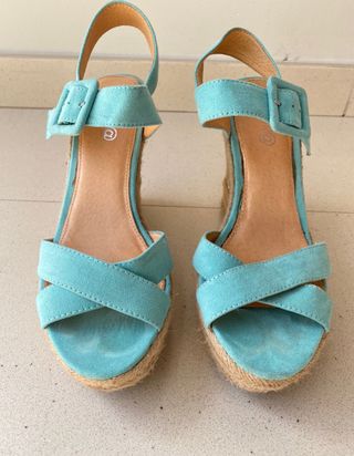 Sandalias Esparto Turquesa