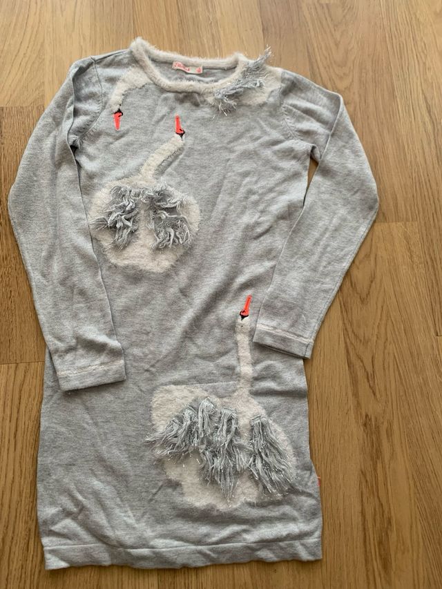 Vestido gris claro con cisnes