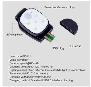 4 LED Clip Lamp USB Ricaricabile + 4 braccialetti