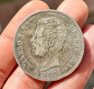 Moneda PLATA 5 Pesetas 1871 *(18-74) AMADEO I 