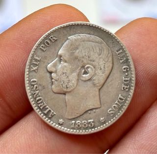 Moneda PLATA 1 Peseta 1883 *(18-83) ALFONSO XII