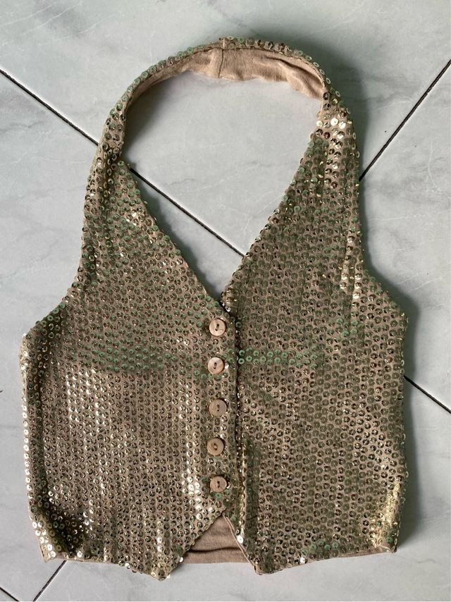 Gilet paillettes oro tg 7 anni bambina Miss Grant