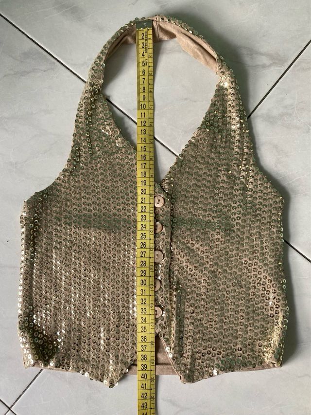 Gilet paillettes oro tg 7 anni bambina Miss Grant