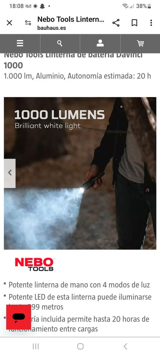 Linterna Nebo 1000..nueva sin estrenar