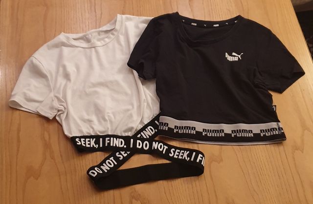 T-shirts corte donna Puma e Shein taglie M e S