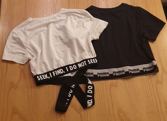 T-shirts corte donna Puma e Shein taglie M e S