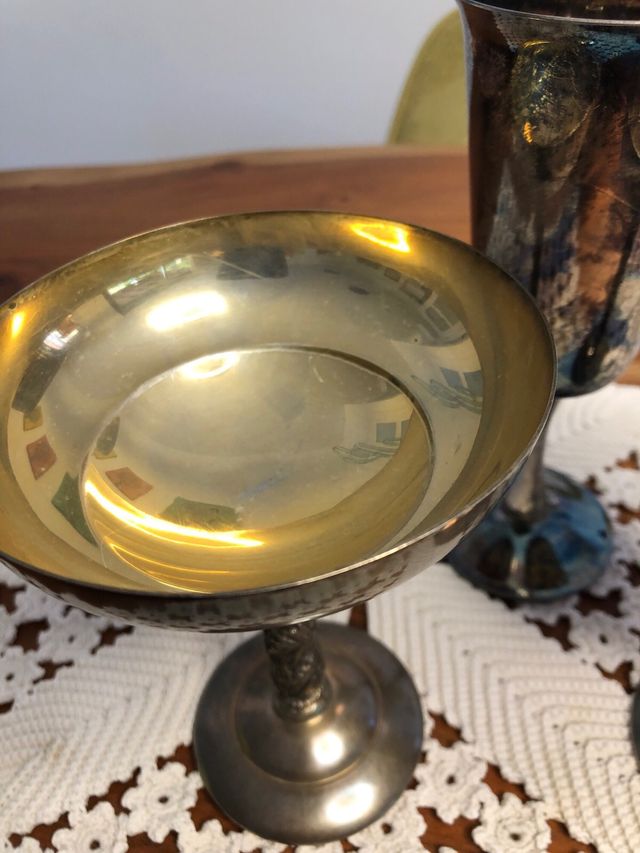 3 copas sueltas alpaca. La alta es Valero. Años 60