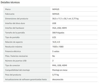 Proyector WiMiUS Full HD, con soporte 4K