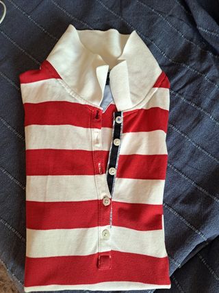 Polo  de manga  corta de rayas .