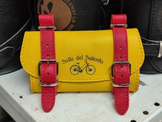 Borsa pelle Giallo Rosso sottosella bicicletta