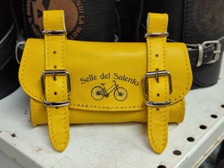 Borsa pelle Giallo sottosella bicicletta vintage