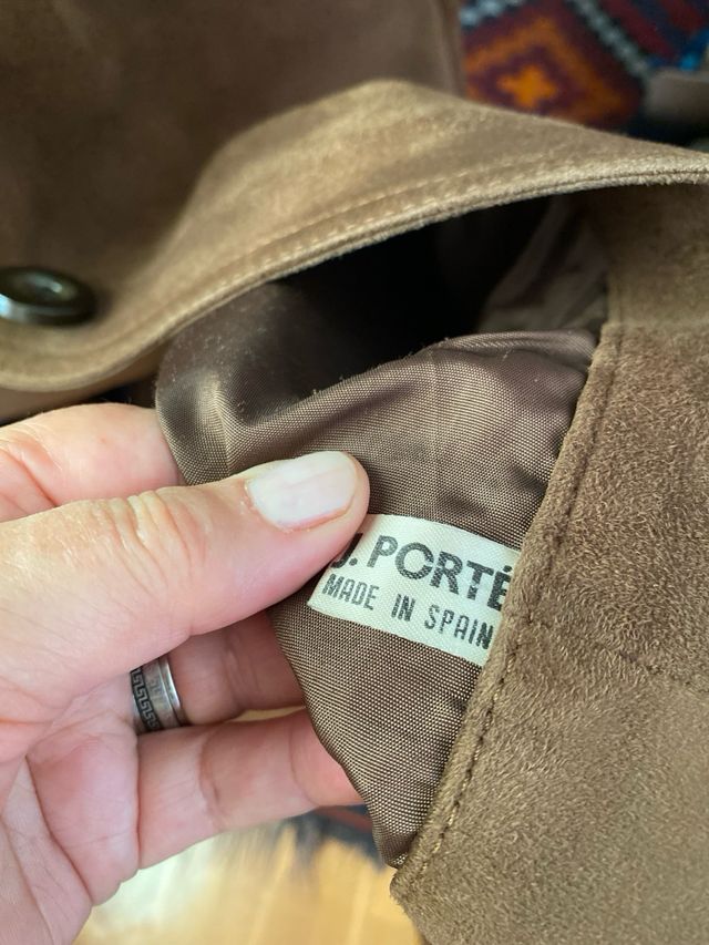 ABRIGO VINTAGE MUJER,  PIEL VUELTA  MARRÓN  (ANTE)