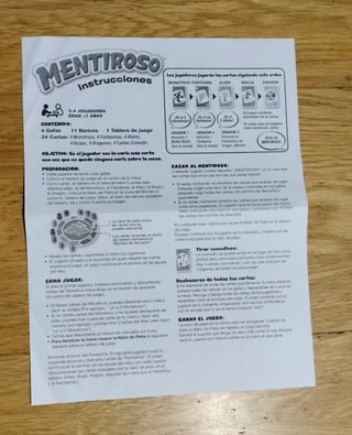 juego de mesa "mentiroso"