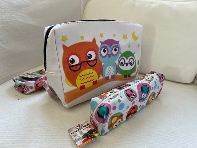 set necessaire + pochette per matite gufi