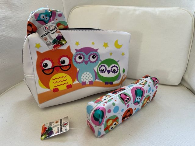 set necessaire + pochette per matite gufi