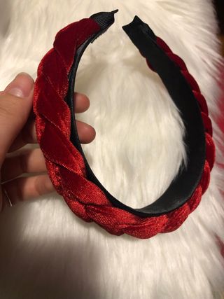 Cerchietto Capelli Rosso Velluto a Trecce