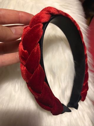 Cerchietto Capelli Rosso Velluto a Trecce