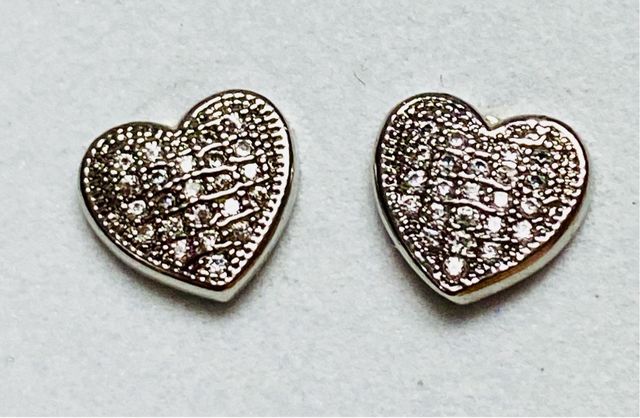 Pendientes de corazones y circonitas plata ley 925