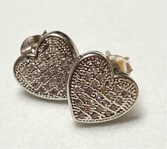 Pendientes de corazones y circonitas plata ley 925