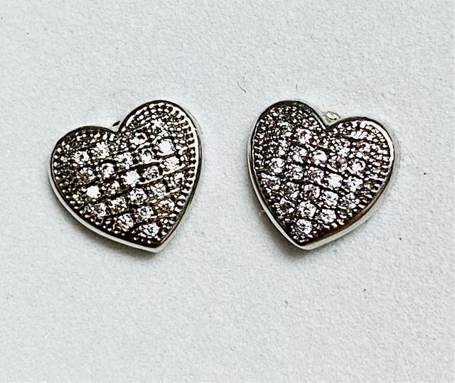 Pendientes de corazones y circonitas plata ley 925