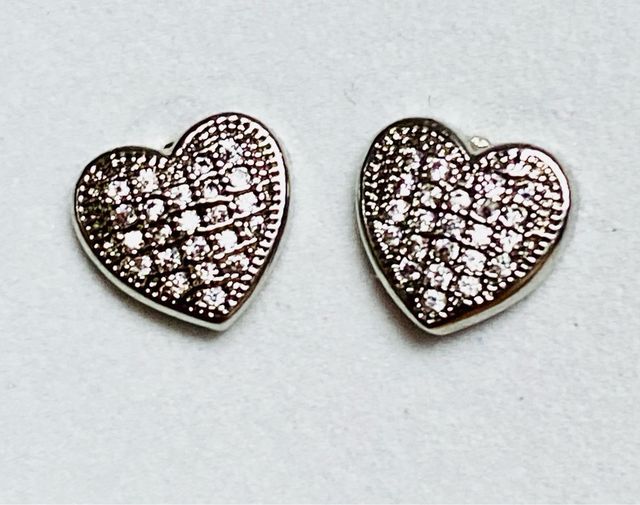 Pendientes de corazones y circonitas plata ley 925