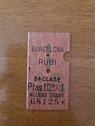 Billete antiguo tren Barcelona - Rubí 12 pts
