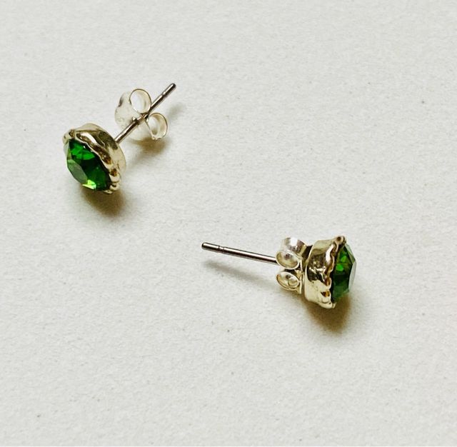 Pendientes estilo Swarovski verde y plata ley 925