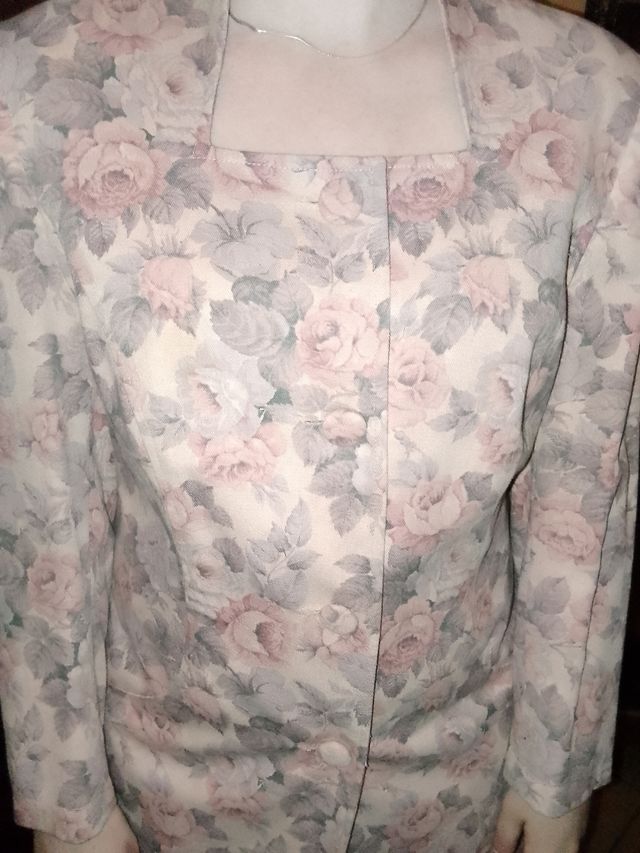 Giacca floreale lunga in tela di cotone