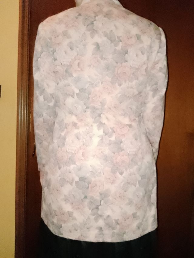 Giacca floreale lunga in tela di cotone