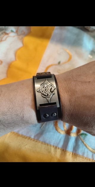 Bracciale nordic pelle fibia drago celti