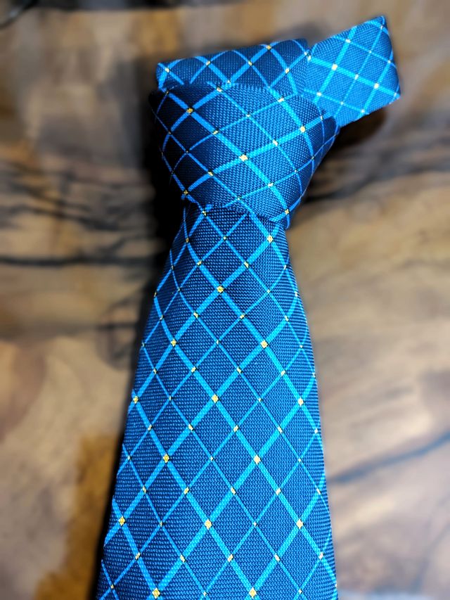 Cravatta ANONIMA® Blue micro-fantasia Giallo.