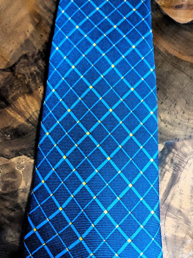 Cravatta ANONIMA® Blue micro-fantasia Giallo.