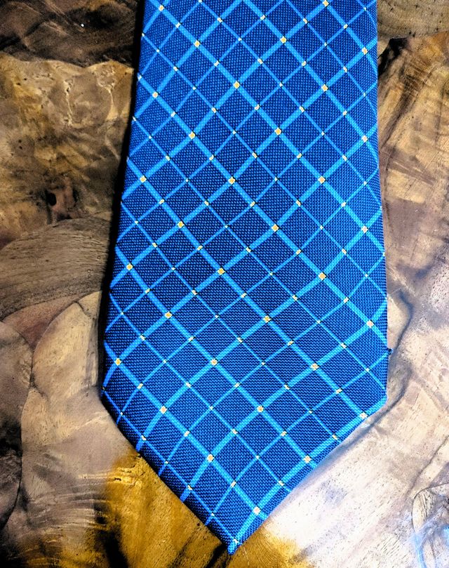 Cravatta ANONIMA® Blue micro-fantasia Giallo.