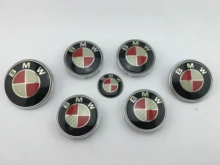 Emblema capot BMW rojo-plata carobono 82mm R.1722