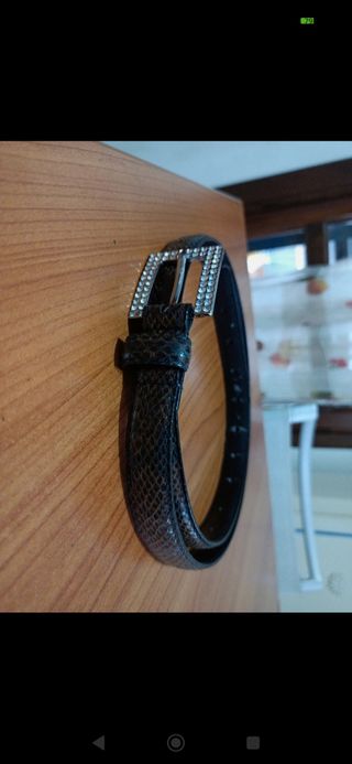 Cintura vera pelle e fibbia brillantini 