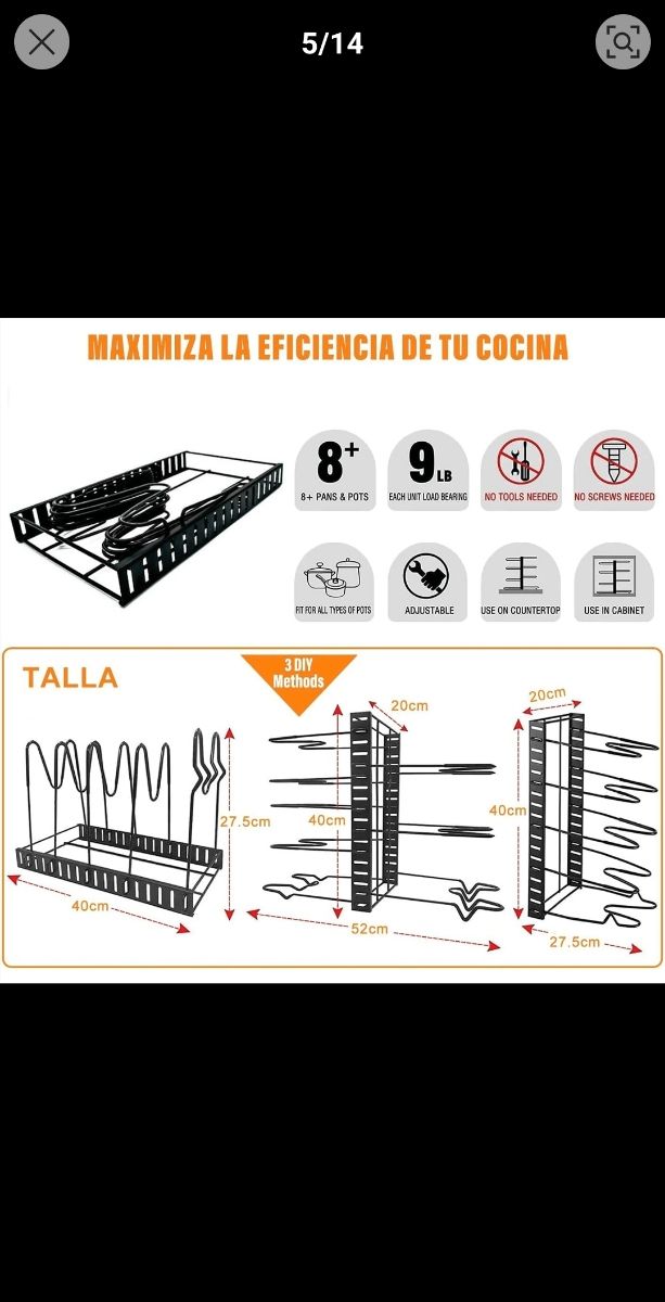 Soporte ollas y sartenes